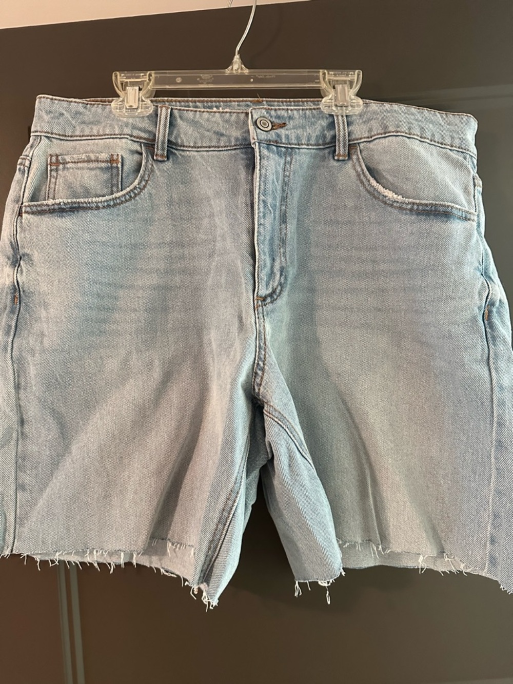 No Boundaries Light Blue Denim Shorts with Contrast Stitching